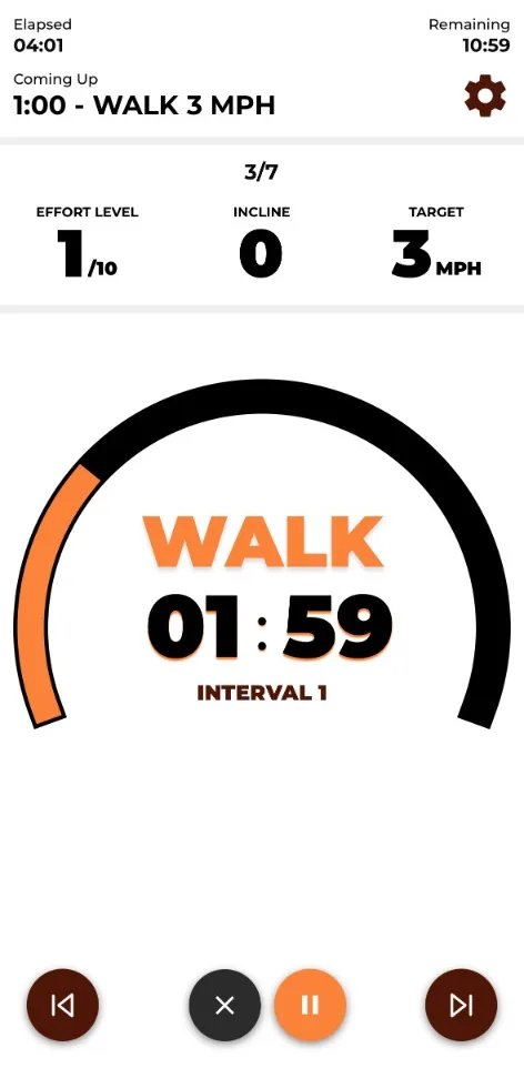 A Can't Run? interval in progress in the app
